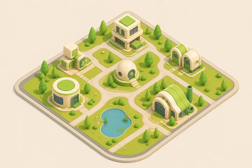 Concept render of the Outskirts neighborhood